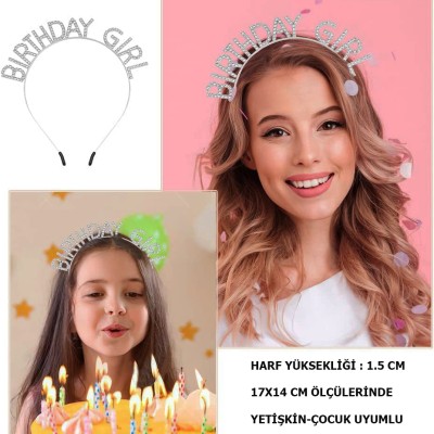 Kristal Taşlı Gümüş Birthday Girl Parti Tacı Kristal Taşlı Gümüş Birthday Girl Parti Tacı