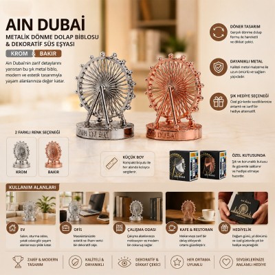 Küçük Boy Metalik Dönme Dolap Biblosu - Ain Dubai Figürü - Dekoratif Süs Eşyası Küçük Boy Metalik Dönme Dolap Biblosu - Ain Dubai Figürü - Dekoratif Süs Eşyası