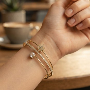 Kutup Yıldızı Model Gold Renk Zirkon Taşlı Kadın Bileklik