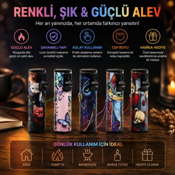 LED Işıklı Rüzgar Çakmağı - Karışık Desenli - İpli LED Işıklı Rüzgar Çakmağı - Karışık Desenli - İpli