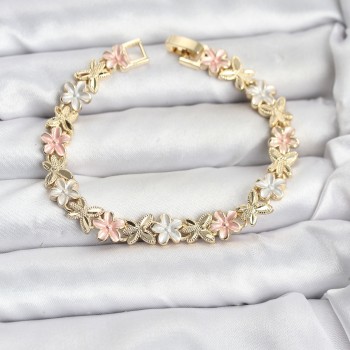 Lotus Model Pirinç Gold ve Pembe Renk Kadın Bileklik Lotus Model Pirinç Gold ve Pembe Renk Kadın Bileklik