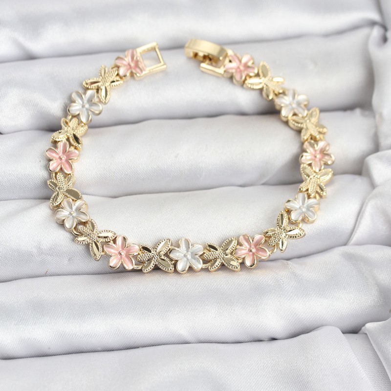 Lotus Model Pirinç Gold ve Pembe Renk Kadın Bileklik Lotus Model Pirinç Gold ve Pembe Renk Kadın Bileklik