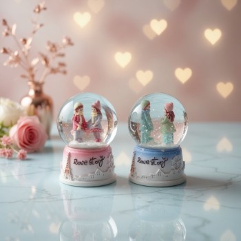 Love Story Mini Kar Küresi - Işıklı - 7x4 cm - Pilli Romantik Hediye Love Story Mini Kar Küresi - Işıklı - 7x4 cm - Pilli Romantik Hediye