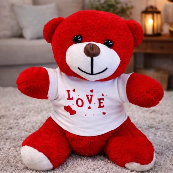 Love Tişörtlü Kırmızı Peluş Ayıcık Love Tişörtlü Kırmızı Peluş Ayıcık