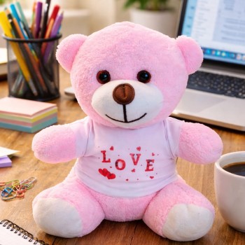 Love Tişörtlü Pembe Peluş Ayıcık Love Tişörtlü Pembe Peluş Ayıcık