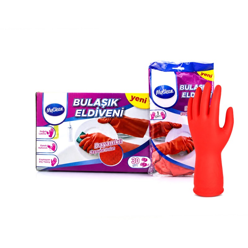 M Beden Temizlik ve Bulaşık Eldiveni - Doğal Pamuk Astarlı - Plastik M Beden Temizlik ve Bulaşık Eldiveni - Doğal Pamuk Astarlı - Plastik