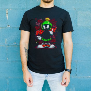 Marvin the Martian Graffiti Baskılı Unisex Siyah Tişört - 24/1 Penye Pamuklu Marvin the Martian Graffiti Baskılı Unisex Siyah Tişört - 24/1 Penye Pamuklu
