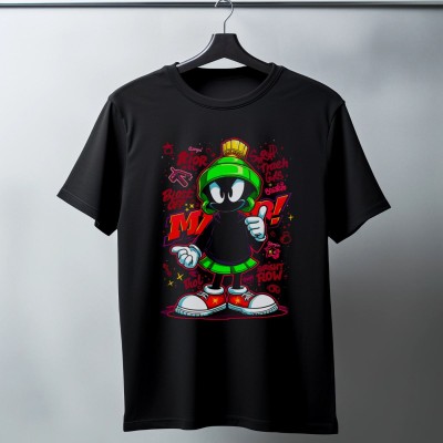 Marvin the Martian Graffiti Baskılı Unisex Siyah Tişört - 24/1 Penye Pamuklu Marvin the Martian Graffiti Baskılı Unisex Siyah Tişört - 24/1 Penye Pamuklu
