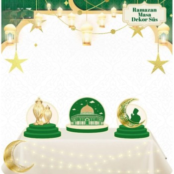 Masa Üstü 3'lü Ramazan Süsü Yeşil Masa Üstü 3'lü Ramazan Süsü Yeşil