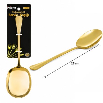 Metal Servis Kaşığı - 25 cm - Gold Renk Metal Servis Kaşığı - 25 cm - Gold Renk