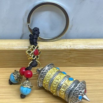 Metal Tibet Şans Çarkı Anahtarlık 