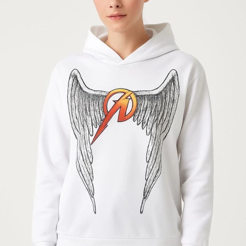 Metallica İki İplik Kapüşonlu Ön ve Arka Baskılı hoodie - Beyaz Metallica İki İplik Kapüşonlu Ön ve Arka Baskılı hoodie - Beyaz