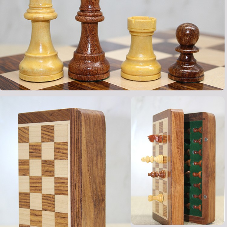 Mıknatıs Taşlı Ahşap Katlanabilir Kutulu Satranç Seti 12.5 cm Mıknatıs Taşlı Ahşap Katlanabilir Kutulu Satranç Seti 12.5 cm