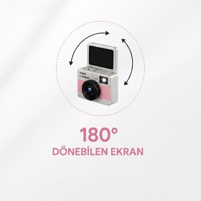Mini Dijital Retro Kamera - Dönebilen Ekran - Flaşlı 