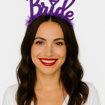 Mor Renk Bekarlığa Veda İtalik Yazı Alyanslı Bride Taç Mor Renk Bekarlığa Veda İtalik Yazı Alyanslı Bride Taç