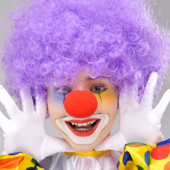 Mor Renk Kıvırcık Bonus Peruk ve Kırmızı Burun Seti Mor Renk Kıvırcık Bonus Peruk ve Kırmızı Burun Seti