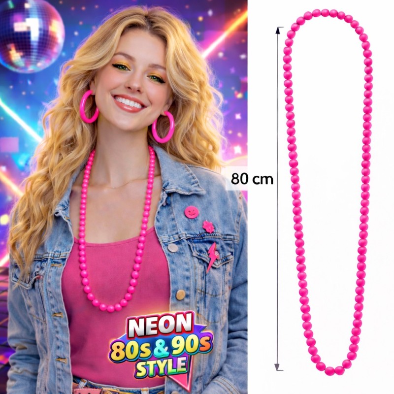 Neon Pembe Boncuk Kolye 80 cm – Retro 80’ler 90’lar Parti Aksesuarı Neon Pembe Boncuk Kolye 80 cm – Retro 80’ler 90’lar Parti Aksesuarı