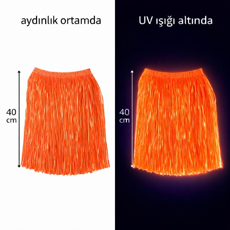 Neon Turuncu Hawaii Parti Eteği 40 cm Neon Turuncu Hawaii Parti Eteği 40 cm