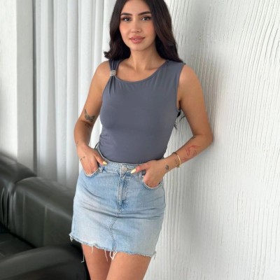 Osy Modal Yumuşak Dokulu Bisiklet Yaka Kadın Sıfır Kol Bluz Omuz Toka Aksesuar - Antrasit Osy Modal Yumuşak Dokulu Bisiklet Yaka Kadın Sıfır Kol Bluz Omuz Toka Aksesuar - Antrasit