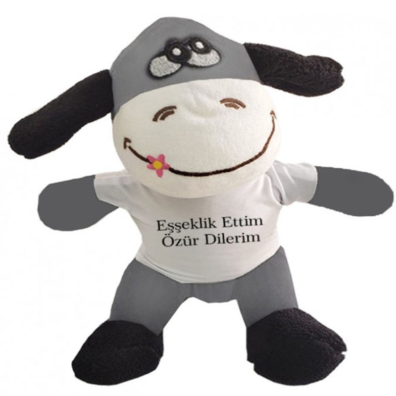 Oyuncak Peluş Eşeklik Ettim Tişörtlü Eşek 