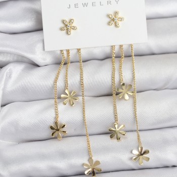 Papatya Model Gold Renk Pirinç Sallantılı Kadın Küpe Papatya Model Gold Renk Pirinç Sallantılı Kadın Küpe