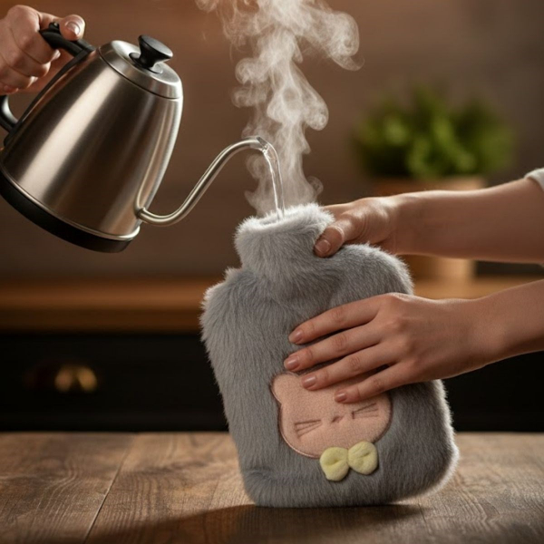 Papyonlu Kedi Figürlü Mavi Peluş Sıcak Su Torbası 1 Litre Papyonlu Kedi Figürlü Mavi Peluş Sıcak Su Torbası 1 Litre