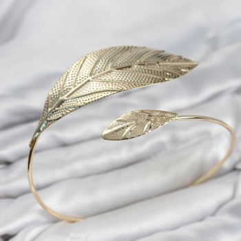 Pazu Bileklik Gold Renk Pirinç Yaprak Model