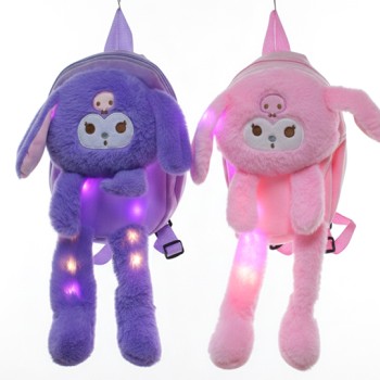 Peluş Işıklı Oynar Kulaklı Kuromi Sırt Çantası Peluş Işıklı Oynar Kulaklı Kuromi Sırt Çantası