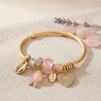 Pembe Balık Model Gold Renk Charmlı Bileklik Pembe Balık Model Gold Renk Charmlı Bileklik