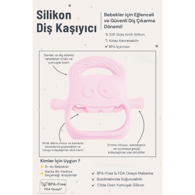 Pembe Bebek Silikon Diş Kaşıyıcı Pembe Bebek Silikon Diş Kaşıyıcı