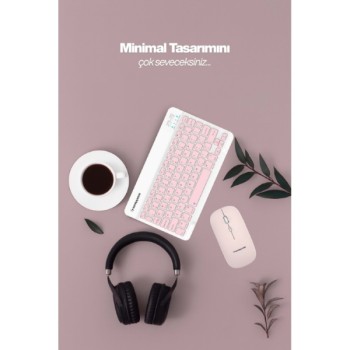 Pembe Kablosuz Klavye Ve Mouse Seti Pembe Kablosuz Klavye Ve Mouse Seti