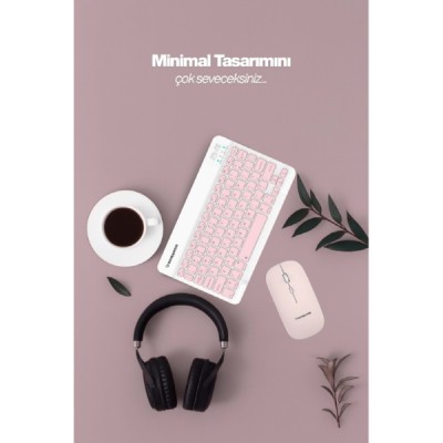 Pembe Kablosuz Klavye Ve Mouse Seti Pembe Kablosuz Klavye Ve Mouse Seti