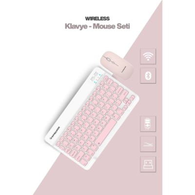 Pembe Kablosuz Klavye Ve Mouse Seti Pembe Kablosuz Klavye Ve Mouse Seti