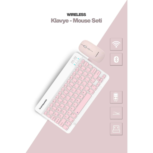 Pembe Kablosuz Klavye Ve Mouse Seti Pembe Kablosuz Klavye Ve Mouse Seti