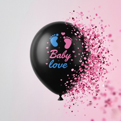 Pembe Konfetili Cinsiyet Balonu 