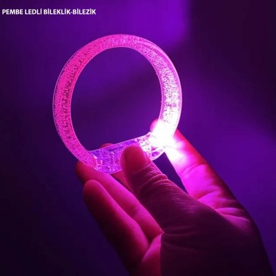 Pembe Led Işıklı Baskı Yapılabilen Pilli Bileklik Bilezik Pembe Led Işıklı Baskı Yapılabilen Pilli Bileklik Bilezik