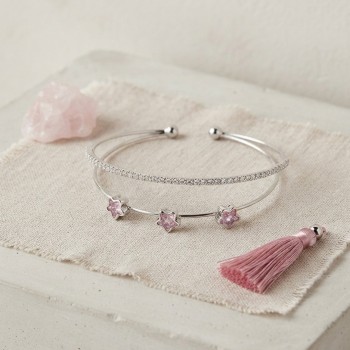 Pembe Yıldız Model Gold Renk Zirkon Taşlı Pirinç Bileklik