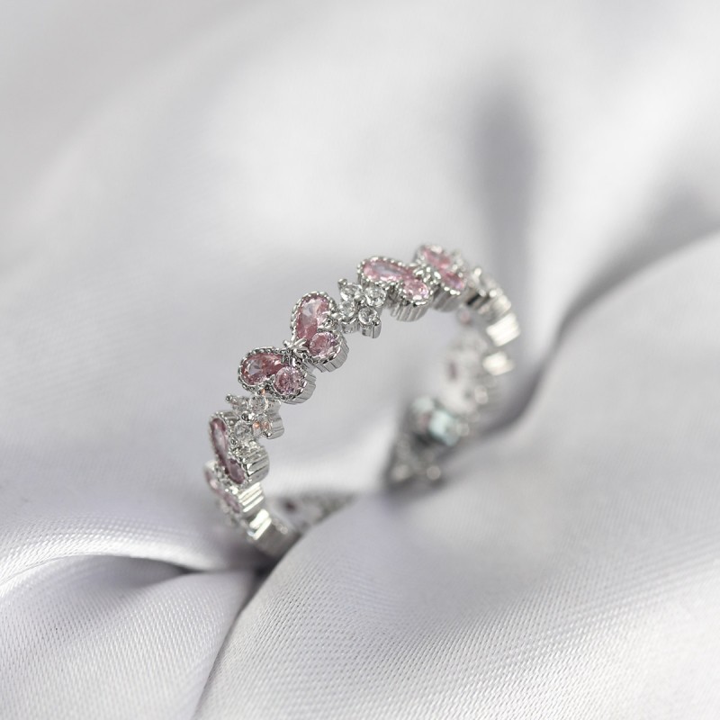 Pembe Zirkon Taşlı Kelebek Model Kadın Yüzük Pembe Zirkon Taşlı Kelebek Model Kadın Yüzük