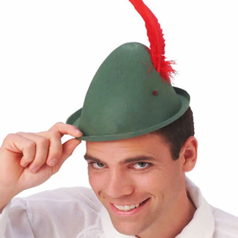 Peter Pan Şapkası Yeşil Renk Kırmızı Tüylü Peter Pan Şapkası Yeşil Renk Kırmızı Tüylü