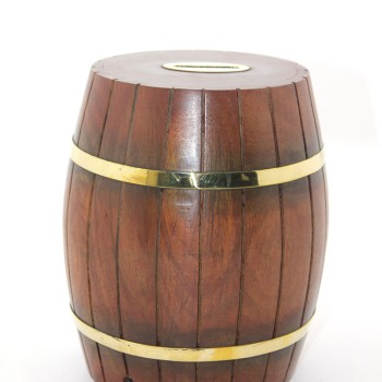 Pirinç Ahşap Fıçı Kumbara 18 Cm Pirinç Ahşap Fıçı Kumbara 18 Cm