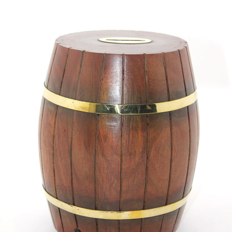 Pirinç Ahşap Fıçı Kumbara 18 Cm Pirinç Ahşap Fıçı Kumbara 18 Cm