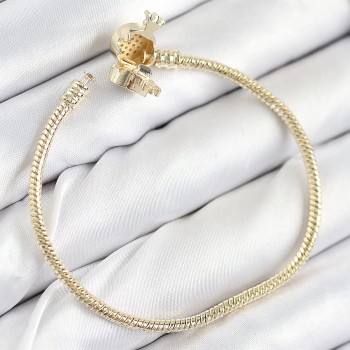 Pirinç Charm Zirkon Taşlı Taç Model Gold Renk Kadın Bileklik Pirinç Charm Zirkon Taşlı Taç Model Gold Renk Kadın Bileklik