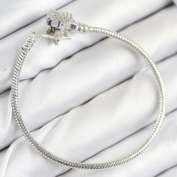 Pirinç Charm Zirkon Taşlı Yıldız Model Gümüş Renk Kadın Bileklik Pirinç Charm Zirkon Taşlı Yıldız Model Gümüş Renk Kadın Bileklik