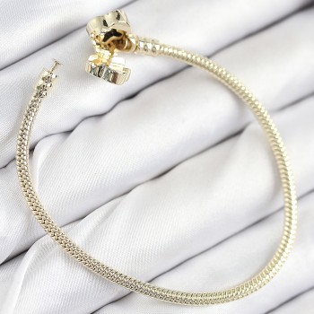 Pirinç Charm Zirkon Taşlı Yonca Model Gold Renk Kadın Bileklik Pirinç Charm Zirkon Taşlı Yonca Model Gold Renk Kadın Bileklik