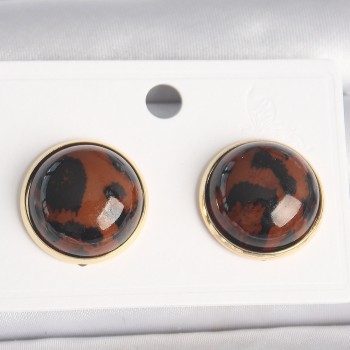 Pirinç Gold Renk 3D Daire Leopar Model Kadın Küpe Pirinç Gold Renk 3D Daire Leopar Model Kadın Küpe