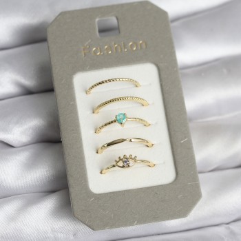 Pirinç Gold Renk 5'li Yüzük Seti Pirinç Gold Renk 5'li Yüzük Seti