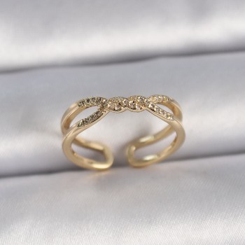 Pirinç Gold Renk Ayarlanabilir Zirkon Taşlı Sarmal Model Kadın Yüzük Pirinç Gold Renk Ayarlanabilir Zirkon Taşlı Sarmal Model Kadın Yüzük