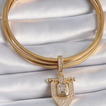 Pirinç Gold Renk Baget Zirkon Taşlı Ajda Charm Pirinç Gold Renk Baget Zirkon Taşlı Ajda Charm
