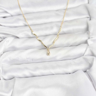 Pirinç Gold Renk Damla Model Kadın Kolye Pirinç Gold Renk Damla Model Kadın Kolye