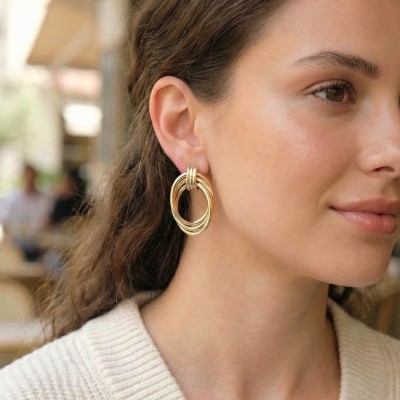 Pirinç Gold Renk Damla Model Vintage Kadın Küpe Pirinç Gold Renk Damla Model Vintage Kadın Küpe